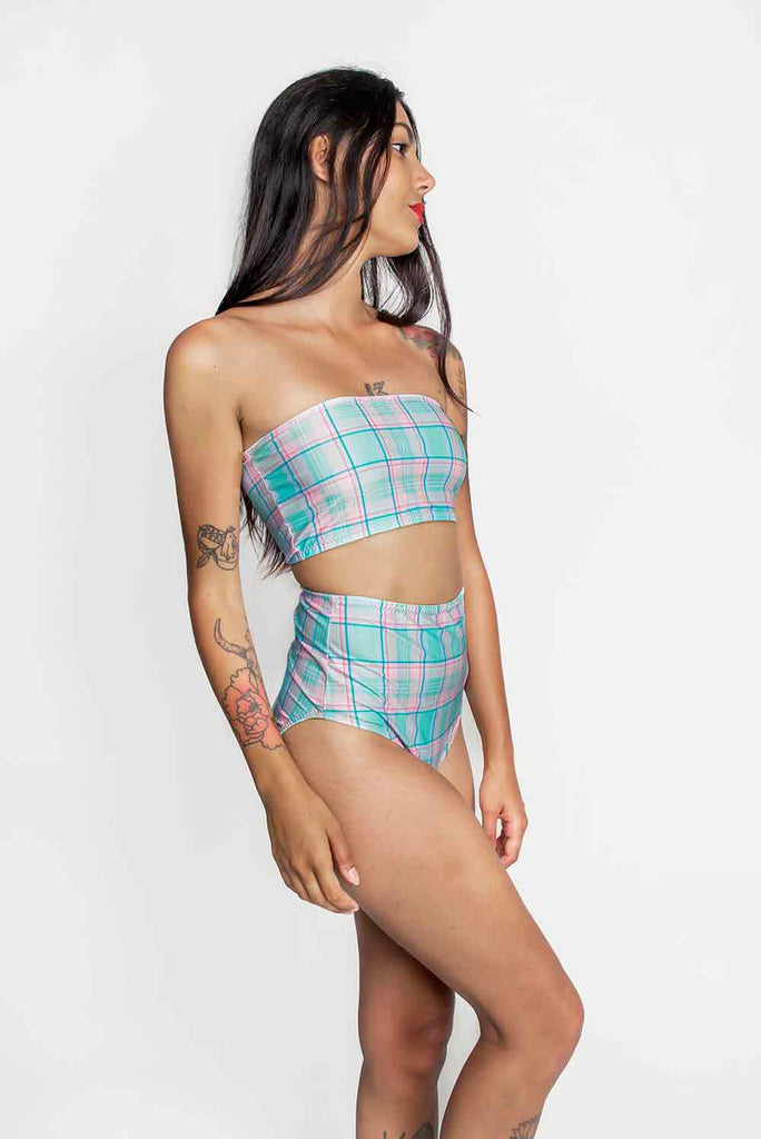 Pastel Check Bandeau Bikini